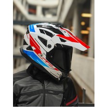 LS2 Pıoner 2 Namıb Beyaz-Mavi-Kırmızı Kask