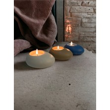 Ogish Concept Three Drops Minimal Dekoratif Beton Tealight Mumluk 3'lü Set [ Alaçatı-Vizon-Mavi ]