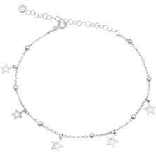 Yıldız Figürlü Sallantılı Gümüş Kadın Ayak Halhal