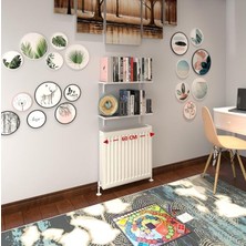 Kenzlife petek üstü raf dresuar golden boy gri 060*24 ikili kitaplık duvar rafı 060 cm uzunluk