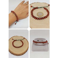 Yaşam Tohumu Jasper Taşı Rondela Kesim Makrome Tasarım  Bileklik (49348)