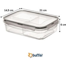 Güllü E Store Buffer® 3 Bölmeli Kilitli Kapaklı 1 Litre Erzak Saklama Kabı LC-510