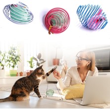 Buffer® Yaylı Metal Fareli Kafes Kedi Oyun Topu Sıçrayan Spiral Kedi Topu