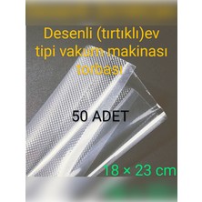 BRN Desenli Tırtıklı Ev Tipi Vakum Makinası Torbası 18 x 23 cm 50 Adet