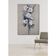 Tosbart Mavi Yapraklar Kanvas Tablo Salon Oturma Yatak Odası Ofis Antre Cafe Için Duvar Dekoru