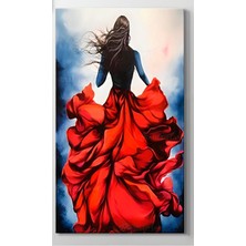 Tosbart Kırmızı Elbiseli Kadın Dekoratif Kanvas Duvar Tablo