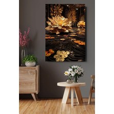 Tosbart Özel Tasarım Lotus Çiçekleri Gold Hd Kanvas Tablo