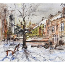 Tosbart Dekoratif Snow And Tree Duvar Kanvas Tablo