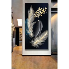 Tosbart Soyut Tavus Kuşu Tüyler Dekoratif Kanvas Tablo