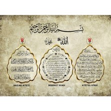 Tosbart Nazar Ayeti , Bereket Duası , Ayet'el Kürsi Yazılı Kanvas Gülen Tablo