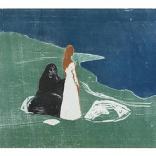 Tosbart Dekoratif Edvard Munch - Two Women At The Seashore Duvar Kanvas Tablo