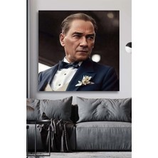 Tosbart Dekoratif Atatürk Portre Kanvas Tablo 5 -Salon Oturma Yatak Odası Ofis Antre Cafe Için Duvar Dekoru