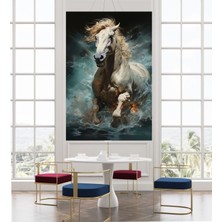 Tosbart Soyut Suda Koşan At Kanvas Tablo Tablosu Ev Salon Oda Büro Ofis Cafe Duvar Dekoru