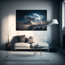 Tosbart Gece Gökyüzü Ay Manzaralı Kanvas Tablo