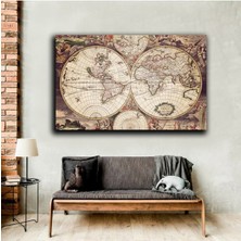 Tosbart Dünya Haritası Tablosu|Kanvas Tablo