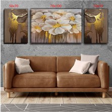 Tosbart Dekoratif Tablonuz Soyut-Dekortaif Çiçek Kanvas Tablo Kombin Çiçek 7