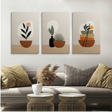 Tosbart Kanvas Duvar Tablosu Boho Çiçekler 3'Lü Canvas Tablo Seti