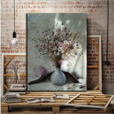 Tosbart Harikabirev Resimli Tablo Yağlı Boya Görünümlü Şık Saksı Çiçek Modelli Kanvas Tablo Model U6