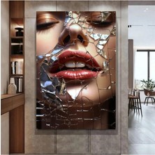 Tosbart Cam Kırıklarında Güzel Kadın Hd Kanvas Tablo