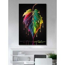 Tosbart Renkli Yaprak - Kanvas Tablo Salon Oturma Yatak Odası Ofis Antre Cafe Için Duvar Dekoru