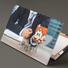 Tosbart Elinde Ev Anahtar Tutan Adam Emlak Satış Kiralama Ofis Dekor Kanvas Tablo