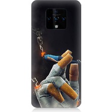 Teknomeg Tecno Camon 16 Uyumlu Sigara Tutucu  Desenli Silikon Kılıf