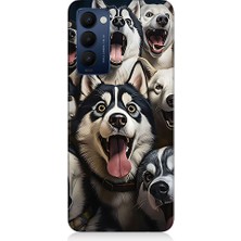 Teknomeg Tecno Camon 18 Uyumlu Mutlu Husky  Desenli Silikon Kılıf