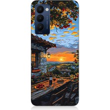 Teknomeg Tecno Camon 18 Uyumlu Gün Batımı  Desenli Silikon Kılıf