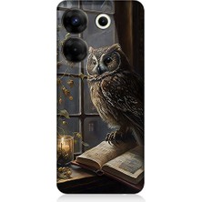 Teknomeg Tecno Camon 20 Pro 4g Uyumlu Baykuş ve Kitap  Desenli Silikon Kılıf