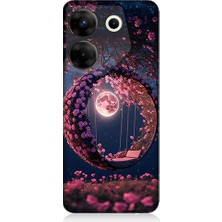 Teknomeg Tecno Camon 20 Pro 4g Uyumlu Ay ve Kalp  Desenli Silikon Kılıf