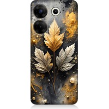 Teknomeg Tecno Camon 20 Pro 5g Uyumlu Altın Yapraklar  Desenli Silikon Kılıf