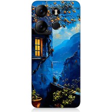 Teknomeg Tecno Spark Go 2023 Uyumlu Dağ Evi  Desenli Silikon Kılıf