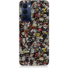 Teknomeg Tecno Camon 18 Uyumlu Küçük Figürler  Desenli Silikon Kılıf