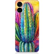 Teknomeg Tecno Camon 19 Pro Uyumlu Renkli Kaktüs  Desenli Silikon Kılıf