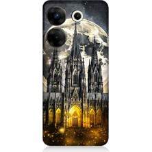 Teknomeg Tecno Camon 20S Pro Uyumlu Ay ve Katedral  Desenli Silikon Kılıf