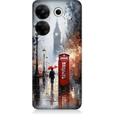 Teknomeg Tecno Camon 20S Pro Uyumlu Kırmızı Telefon  Desenli Silikon Kılıf