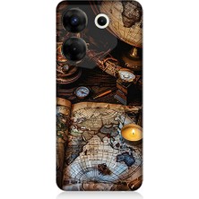 Teknomeg Tecno Camon 20 Pro 5g Uyumlu Harita ve Pusula  Desenli Silikon Kılıf