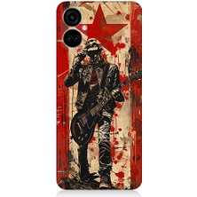 Teknomeg Tecno Camon 19 Pro Uyumlu Kırmızı Gitar  Desenli Silikon Kılıf