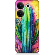 Teknomeg Tecno Camon 20 Pro 5g Uyumlu Renkli Kaktüs  Desenli Silikon Kılıf