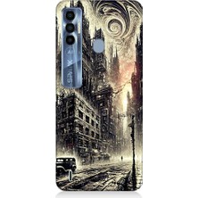 Teknomeg Tecno Spark 7 Pro Uyumlu Gotik Şehir  Desenli Silikon Kılıf