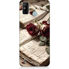 Teknomeg Tecno Spark 6 Go Uyumlu Mektup ve Güller  Desenli Silikon Kılıf