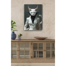 Tosbart Modern Takım Elbiseli Kedi Portesi Yağlı Kanvas Tablo
