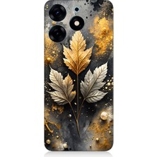 Teknomeg Tecno Spark 10 Pro Uyumlu Altın Yapraklar  Desenli Silikon Kılıf