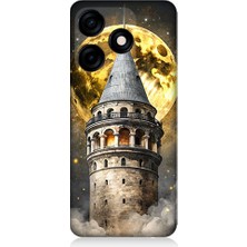 Teknomeg Tecno Spark 10C Uyumlu Galata Kulesi  Desenli Silikon Kılıf