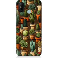 Teknomeg Tecno Spark 6 Go Uyumlu Kaktüs Koleksiyonu  Desenli Silikon Kılıf