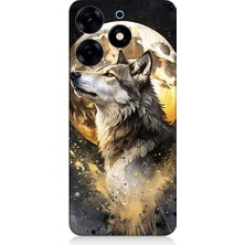 Teknomeg Tecno Spark 10 Pro Uyumlu Kurt ve Ay  Desenli Silikon Kılıf