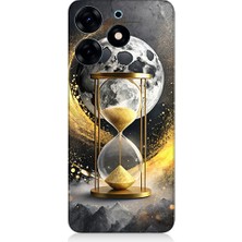 Teknomeg Tecno Spark 10 Pro Uyumlu Ay ve Kum Saati  Desenli Silikon Kılıf