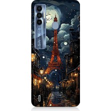Teknomeg Tecno Spark 7 Pro Uyumlu Paris Sokakları  Desenli Silikon Kılıf