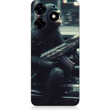 Teknomeg Tecno Spark 10 Pro Uyumlu Silahlı Şempanze  Desenli Silikon Kılıf