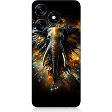 Teknomeg Tecno Spark 10 Uyumlu Altın Fil  Desenli Silikon Kılıf